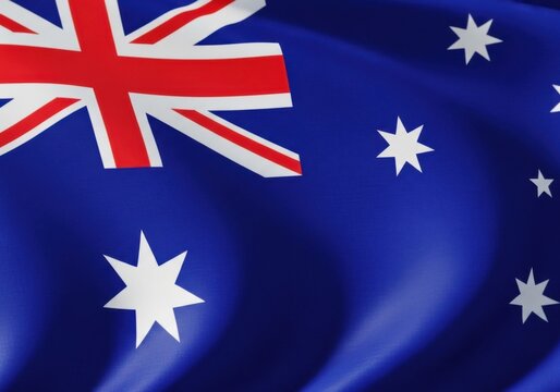 Close up of the flag of australia waving in the wind