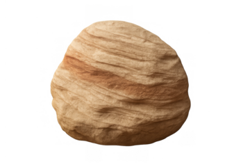 Sandstone rock boulder showing natural layered texture and brown striped patterns, isolated with transparent background