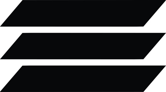 Three black parallel bars on a white background.