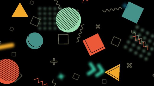 Full-color geometric zoom-in animation with parallax effect on a black background.