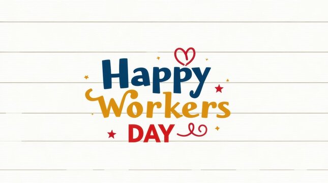 Happy workers day celebration with colorful typography and festive elements
