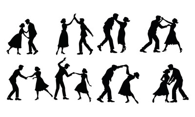 Fototapeta premium Dynamic Silhouettes of Couples Dancing