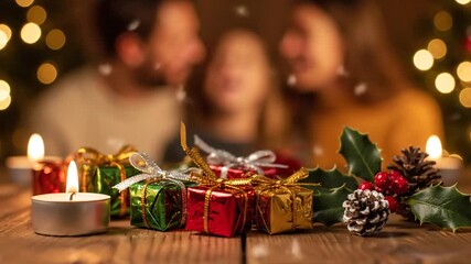 Warm festive celebration with candles and holiday decorations creating joyful