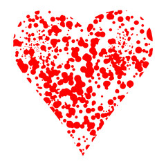 Red heart with paint splatter