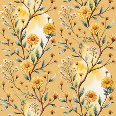 Floral pattern flowers botanical nature spring summer garden blossom bloom petals leaves branches background wallpaper textile design art decoration