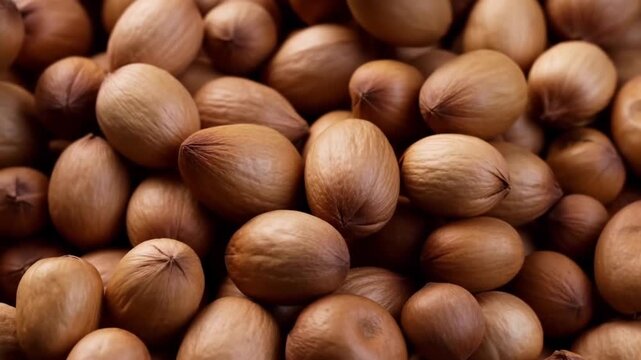 A pile of shelled pecans, showcasing their natural texture and warm, inviting color Stock Video