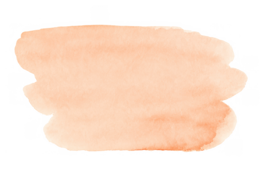 Peach watercolor paint stroke creating an abstract textured brush touch with a transparent background for design elements