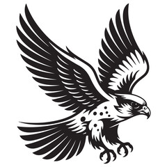 Obraz premium Monochrome Flying Eagle Vector Art with Spread Wings and Talons