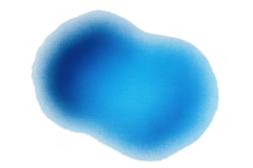 Abstract blue liquid blob with soft blurry edges on transparent background creating organic fluid shape