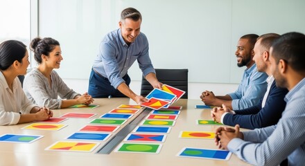 Diverse group of adults engaged in collaborative business strategy meeting