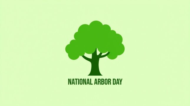 Green tree silhouette celebrating national arbor day