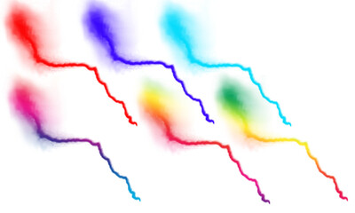 Set of colorful lightning bolt illustrations abstract energy discharge effect isolated on white background