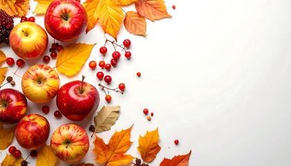 Autumn Apples and Leaves - A Vibrant Seasonal Display.