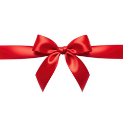 Fototapeta premium Red ribbon bow isolated on transparent background for gift decoration