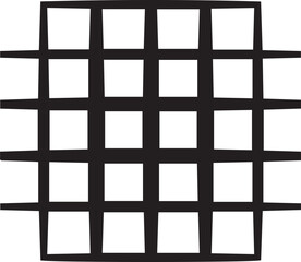 Black grid pattern with square openings on white geometric