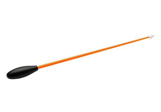 Professional conductor baton with vibrant orange stick and black handle