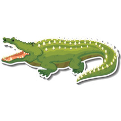 Pixelated Green Crocodile With Spiked Back And Open Mouth On Transparent Background Detailed With Shadow Effect