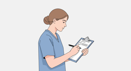 Medical Professional Carefully Documents Report On Patient's Condition Accurately