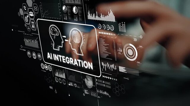 Innovative Interface Demonstrating AI Integration with Data Visualization and User Interaction Models. Asymptotic smart data analytic.