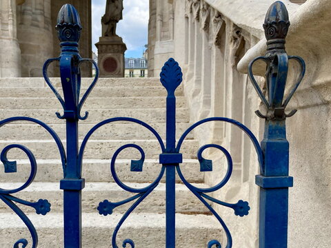 Majorelle Blue Iron Fence Close-Up &ndash; Paris Street Architecture Detail