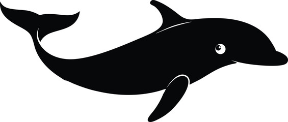 Black Whale Silhouette Icon – Ocean Animal Graphic Illustration