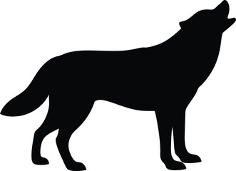 Howling Wolf Silhouette – Wild Animal Vector Illustration
