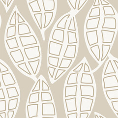 Neutral Colour Leaf Seamless Pattern Design