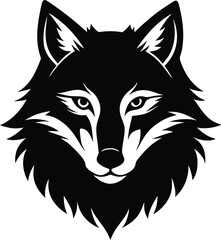 Wolf Head Silhouette – Fierce Wild Animal Illustration on White Background