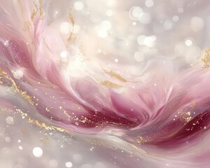 Abstract Fluid Art Swirling Blush Pink and Rose Gold Resemblance with Bokeh Lights