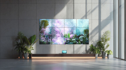 Displaying Magical Landscape on Large Video Wall in Modern Interior Space