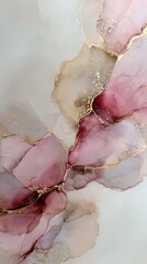 Abstract Fluid Art Swirling in Blush Pink Rose Gold and Beige with Glittering Accents on Neutral Background