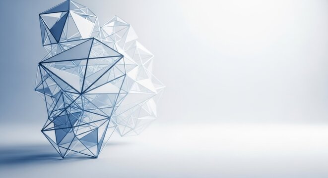 Abstract geometric cluster representing data structures, technology, or science concepts.