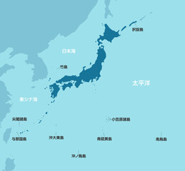 日本の領土・領海 MAP ベクターイラスト