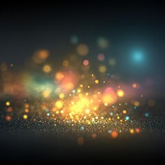 Abstract Glittering Bokeh Effect Against Dark Backdrop with Warm Hues and Soft Focus