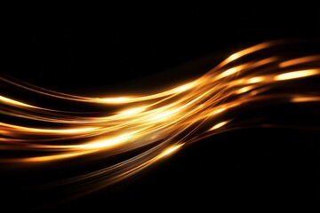 Abstract Golden Light Streaks Against Dark Background with Scattered Stars
