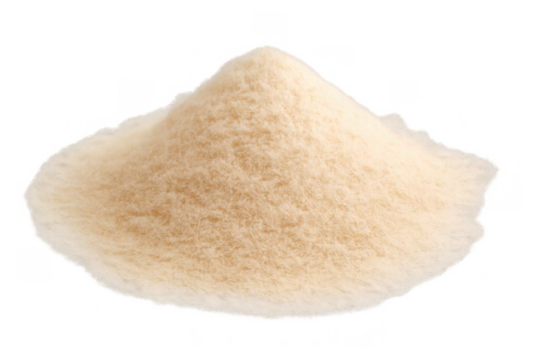 Gelatin powder creating a small, pale beige pile, representing a common food ingredient and protein source for various uses