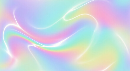 Obraz premium Iridescent neon background. Holographic Abstract soft pastel colors backdrop. Hologram Foil Aesthetic. Trendy vaporwave creative gradient. 