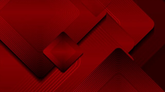 Dark red tech geometric linear squares abstract layered background. Seamless looping motion design. Video animation Ultra HD 4K 3840x2160