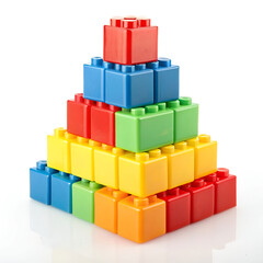 Fototapeta premium a set of brightly colored plastic building blocks arranged on a white background