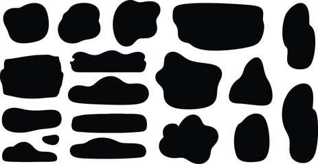Collection of organic black shapes and blobs on white background