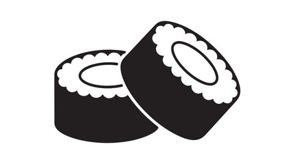Sushi roll icon simple flat vector glyph isolated on white background for menu design and Japanese restaurant apps