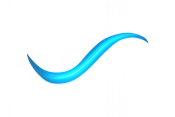 Blue 3d swoosh graphic flying curve element creating an abstract checkmark shape, transparent background