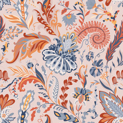 Soft Ornamental Floral Seamless Pattern