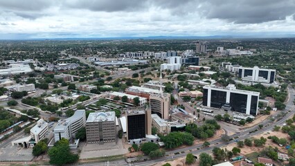 Gaborone city centre and its Government enclave buildings in Botswana, Africa