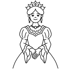 Illustration outline of a crowned queen 