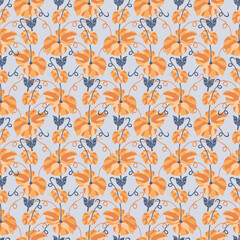 Orange Navy Morning Glory Pattern