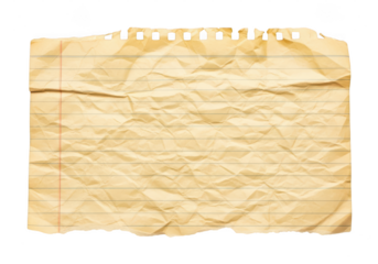 Torn piece of lined paper, showing wrinkles and aged texture