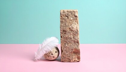 Minimalist Easter Egg Still Life with Stone and Veil.