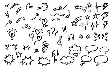 Hand drawn elements in a doodle vector illustration set