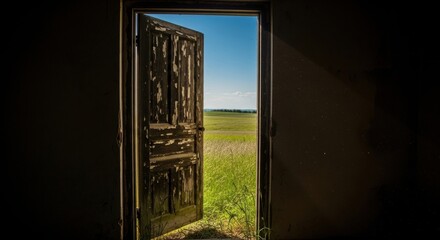Open Door to the Fields, Doorway, Exit, Entrance